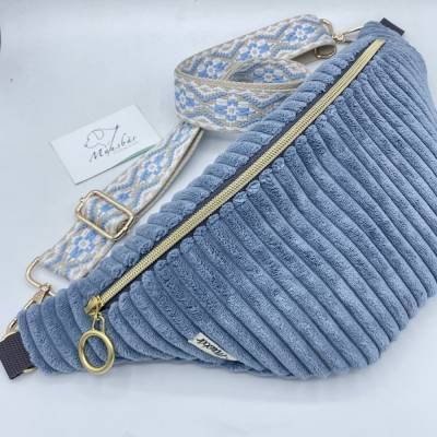 Crossbody-Bauchtasche - groß - aus Cord / Cordsamt – vielseitig tragbar,  größenverstellbar, handmade