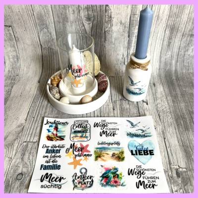 Rub-On I Modern, RANDLOS, MEER, A5, bunt, Rubon, Rub Ons, z.B. f. Raysin / Keraflott, Maritim