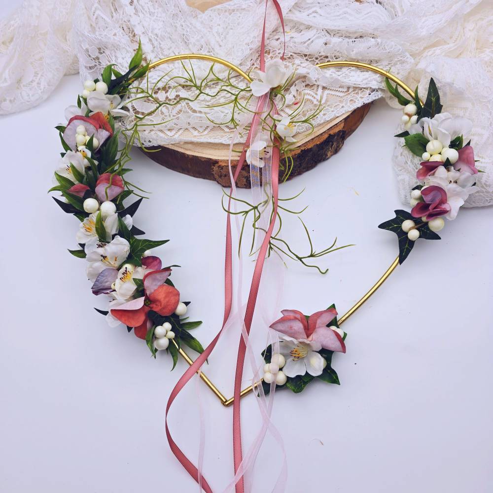 Haustür Deko | Trockenblumenkranz Herz | Geldgeschenk Hochzeit Idee | Abschiedsgeschenk Kollegin