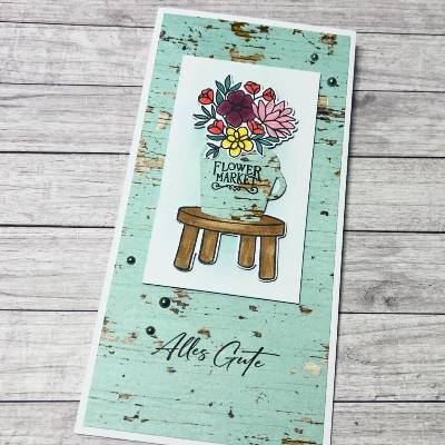 Grußkarte Geburtstagskarte „Alles Gute“ Blumen mint Karte Cards Handmade Handarbeit Stampin‘ Up!