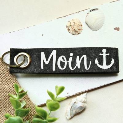 Filz Schlüsselanhänger Moin mit Anker – Maritimes Geschenk für Küstenliebhaber