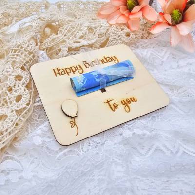 Geldgeschenk zum Geburtstag | Happy Birthday to you Karte | Karte aus Holz | Gutschein als Geschenk | Runder Geburtstag 