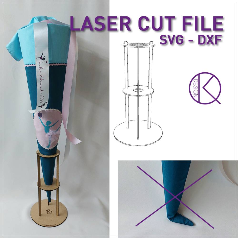 Schultütenständer, Schultüte, Ständer, Lasercut Datei, XTool M1 Bild 1