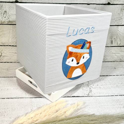 Spielzeugbox Junge Fuchs Erik Spielzeugkiste Spielzeug Wäschebox Box Größe 33 x 38 x 33 cm personalisiert