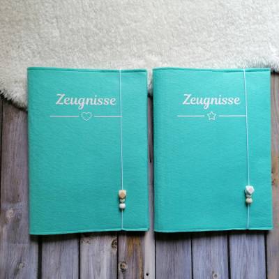 Zeugnissmappe aus Filz - personalisierbar- Einschulung * Minze