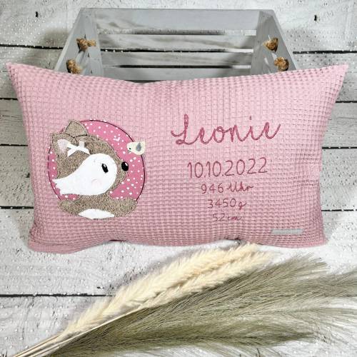 Namenskissen Mädchen Fuchs Fanny Kissenbezug Kinderkissen Kuschelkissen 30 x 50 cm Waffelpique personalisiert