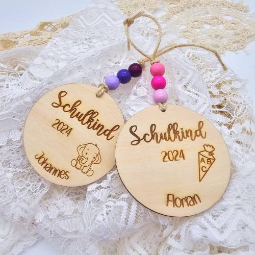Personalisierte Holzanhänger | Schultüte | Schultütenanhänger | Holzanhänger zur Einschulung | Schulkind 2024 