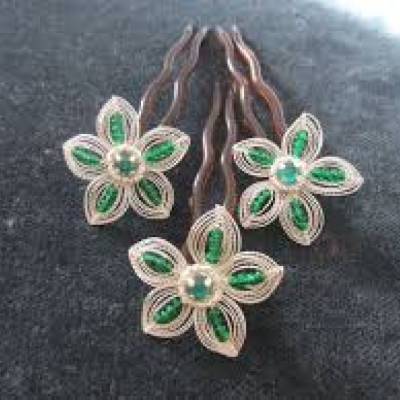 Haarnadeln "Silberdrahtblüte" 3er-Set