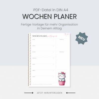 Wochenplaner PDF Datei A4  "Katzenfreunde" | Download