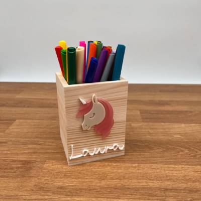 Personalisierter Stiftehalter Einhorn mit Namen