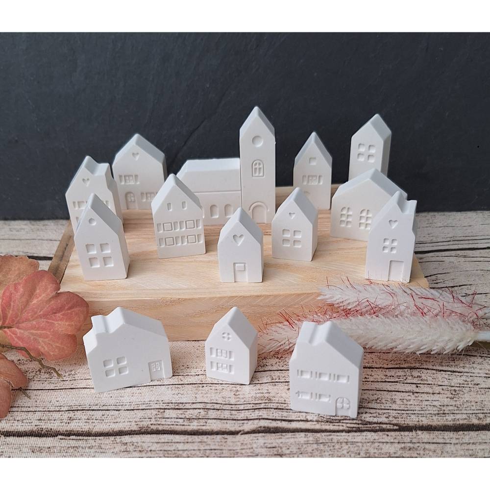 15 gegossene Mini Häuser ~ Häuser zum dekorieren und zum anmalen geeignet ~ Deko ~ Home