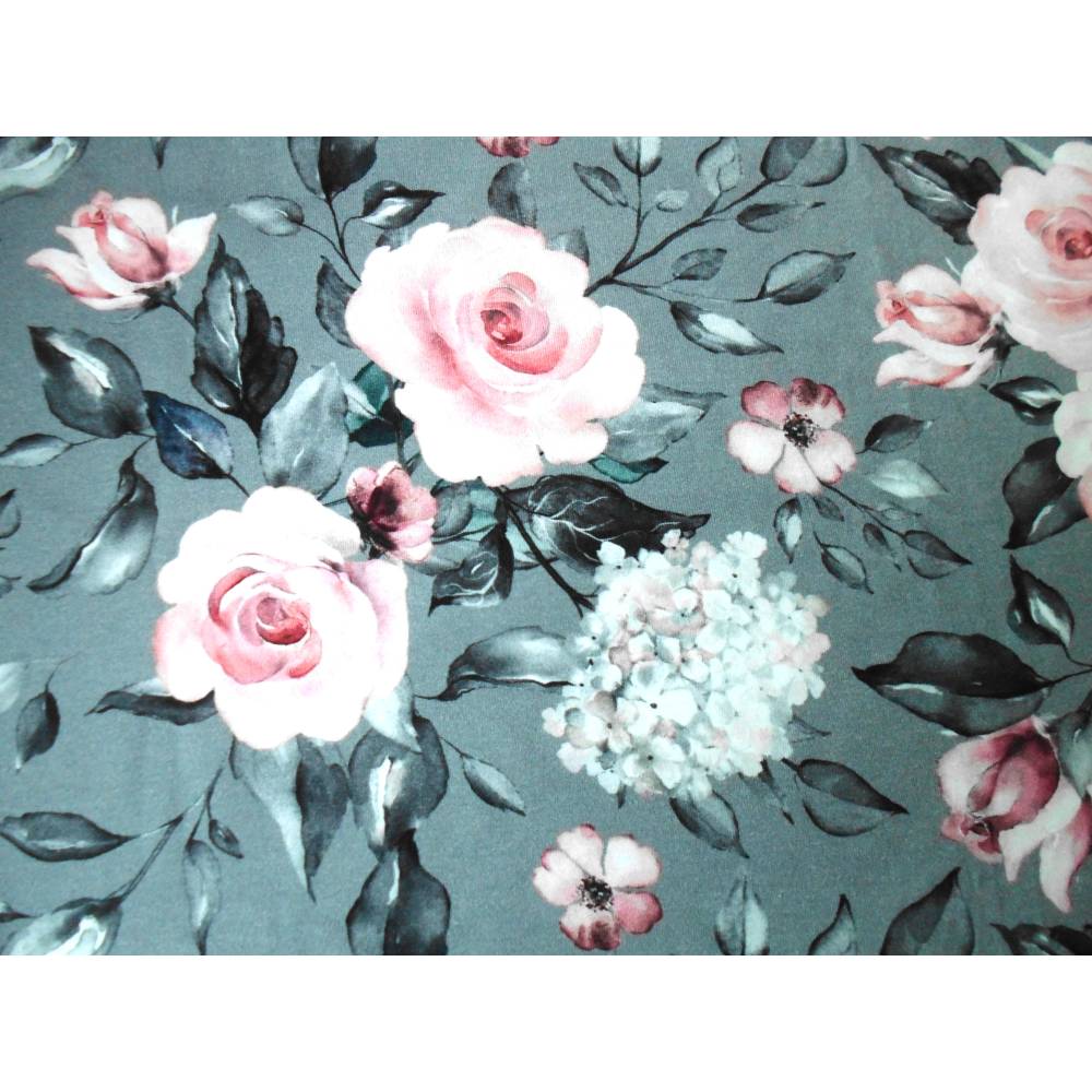 Reststück edler Rosenjersey grau 0,5m Bild 1