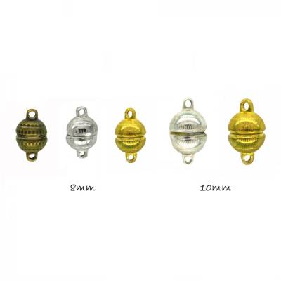 2 Magnetverschlüsse Kugel  8/10mm ,  vergoldet/versilbert/antik bronziert