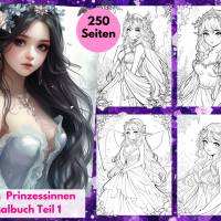 Feen Prinzessinnen Malbuch 1 mit 250 Seiten zum ausdrucken PDF