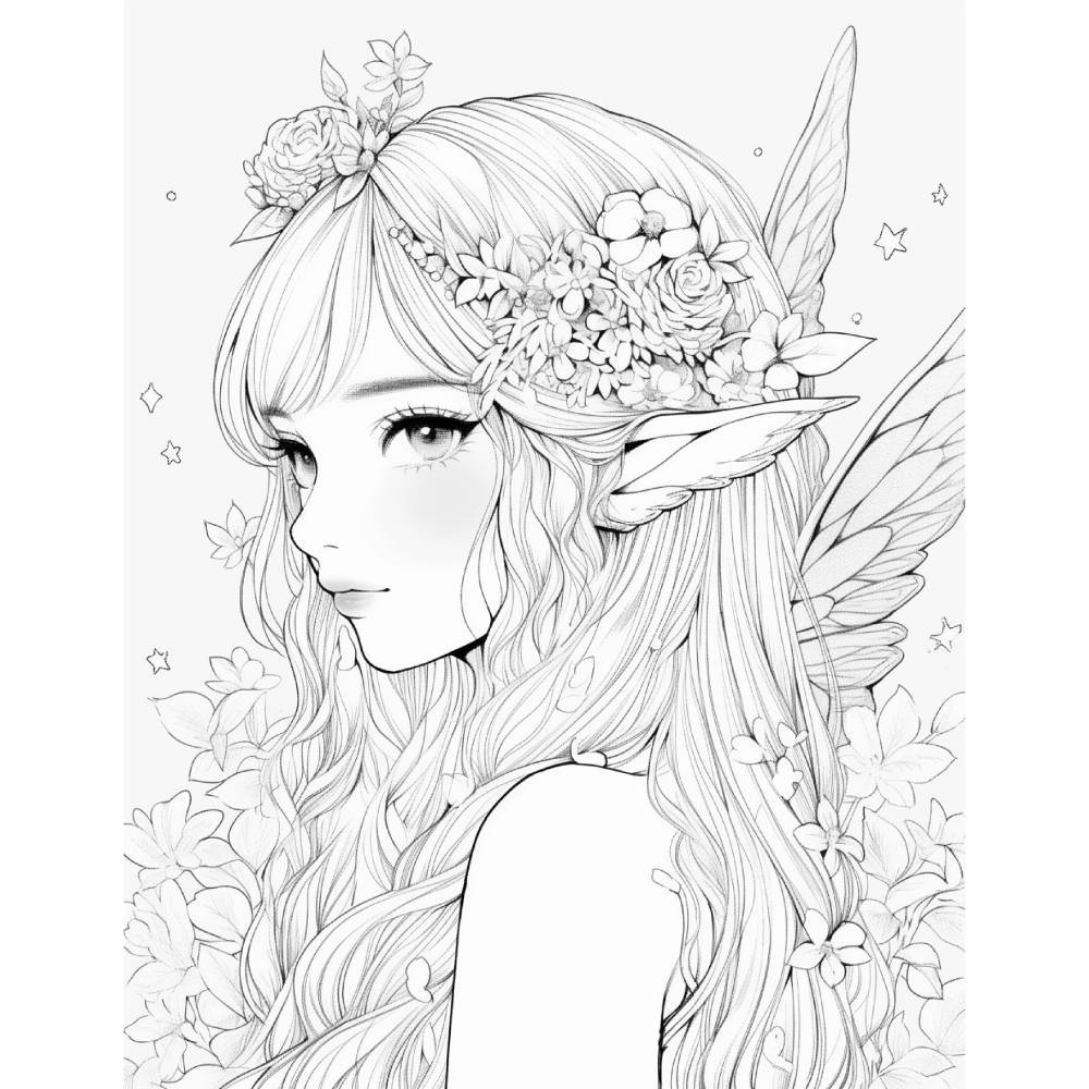 Feen Prinzessinnen Malbuch 1 mit 250 Seiten zum ausdrucken PDF Bild 10