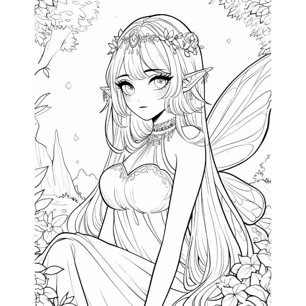 Feen Prinzessinnen Malbuch 1 mit 250 Seiten zum ausdrucken PDF Bild 7