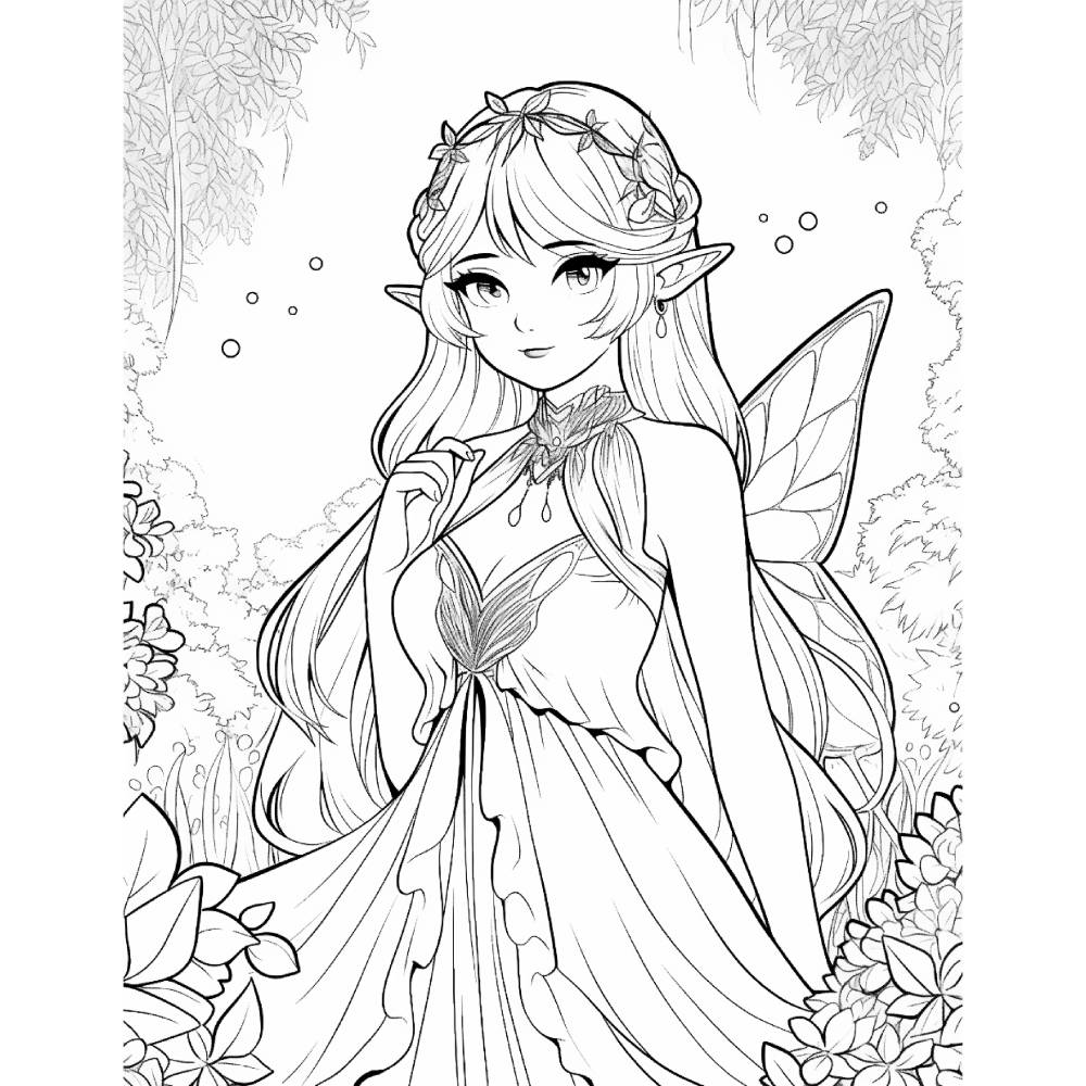 Feen Prinzessinnen Malbuch 1 mit 250 Seiten zum ausdrucken PDF Bild 8