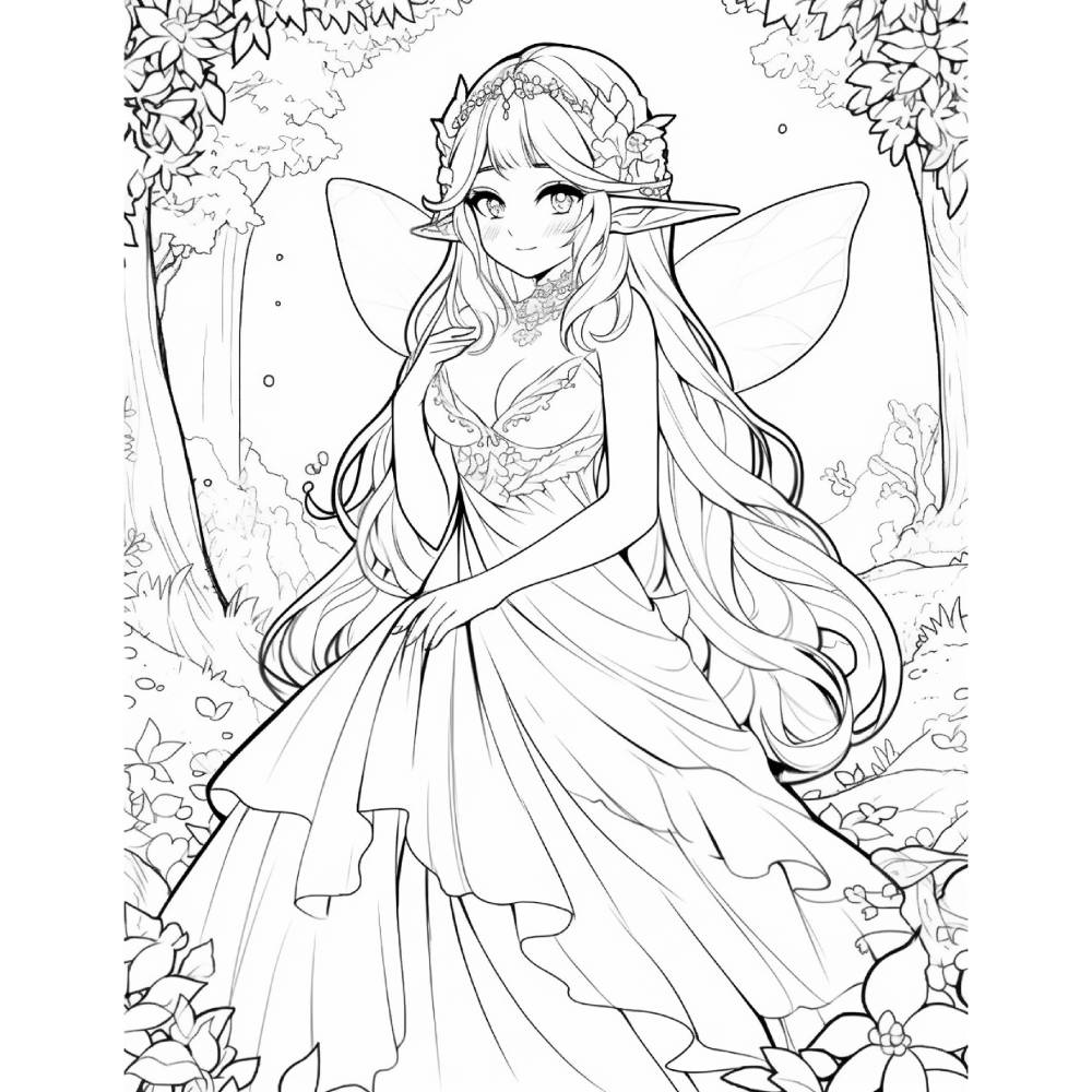 Feen Prinzessinnen Malbuch 1 mit 250 Seiten zum ausdrucken PDF Bild 9