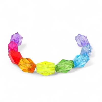  10-20 bunte, facettierte Perlen Polygone, 22x17mm aus Acryl,  Farb-Mix