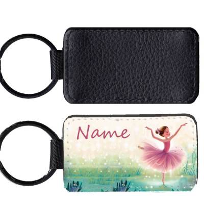 Kunstleder Schlüsselanhänger mit Name/ Ballerina / personalisierbar