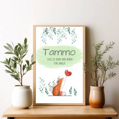 Digitale Datei Sternenkind Erinnerung Poster "Fuchs" Abschied nach Fehlgeburt - Todgeburt - Kindstod