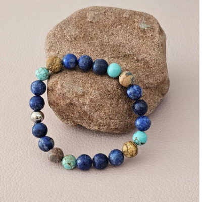 Perlen-Armband, Jaspis, Halbedelstein, unisex, elastisch, Armband