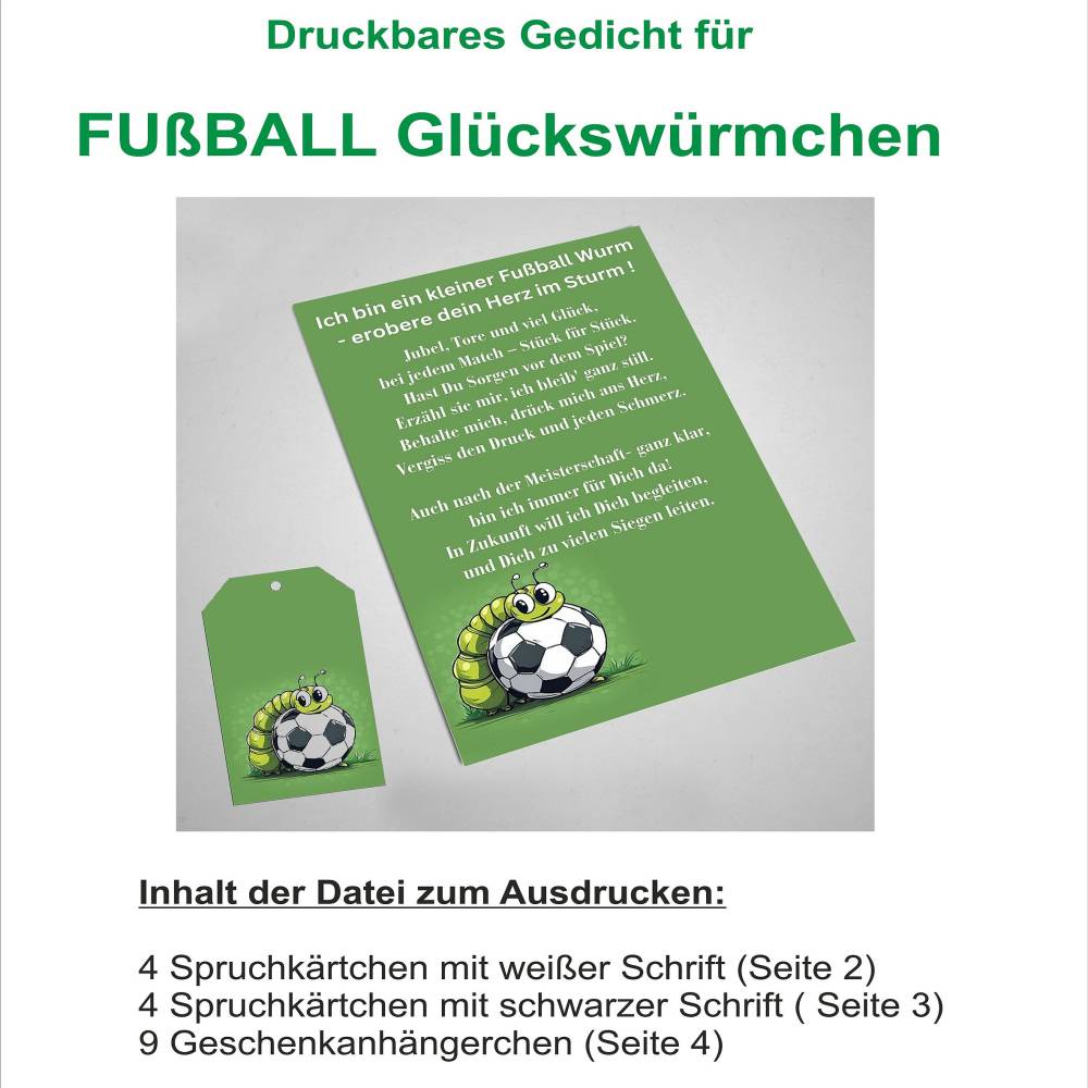 Fußball EM, Gedicht für Glückswürmchen, Download PDF Bild 2