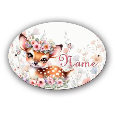 Türschild Motiv Reh mit Name / personalisierbar