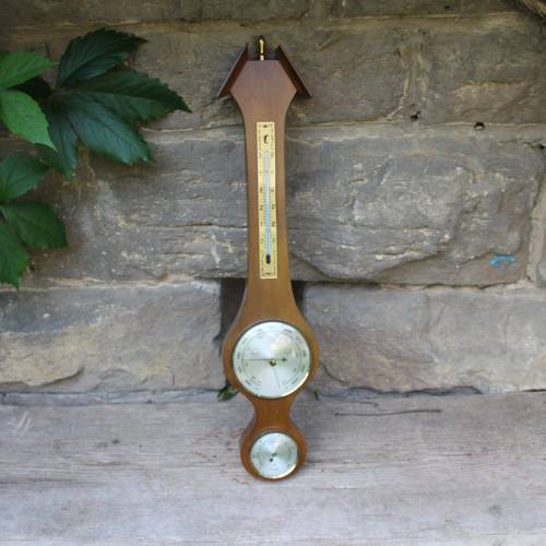 Wetterstation Barometer Thermometer Holz Vintage 70er 80er Jahre