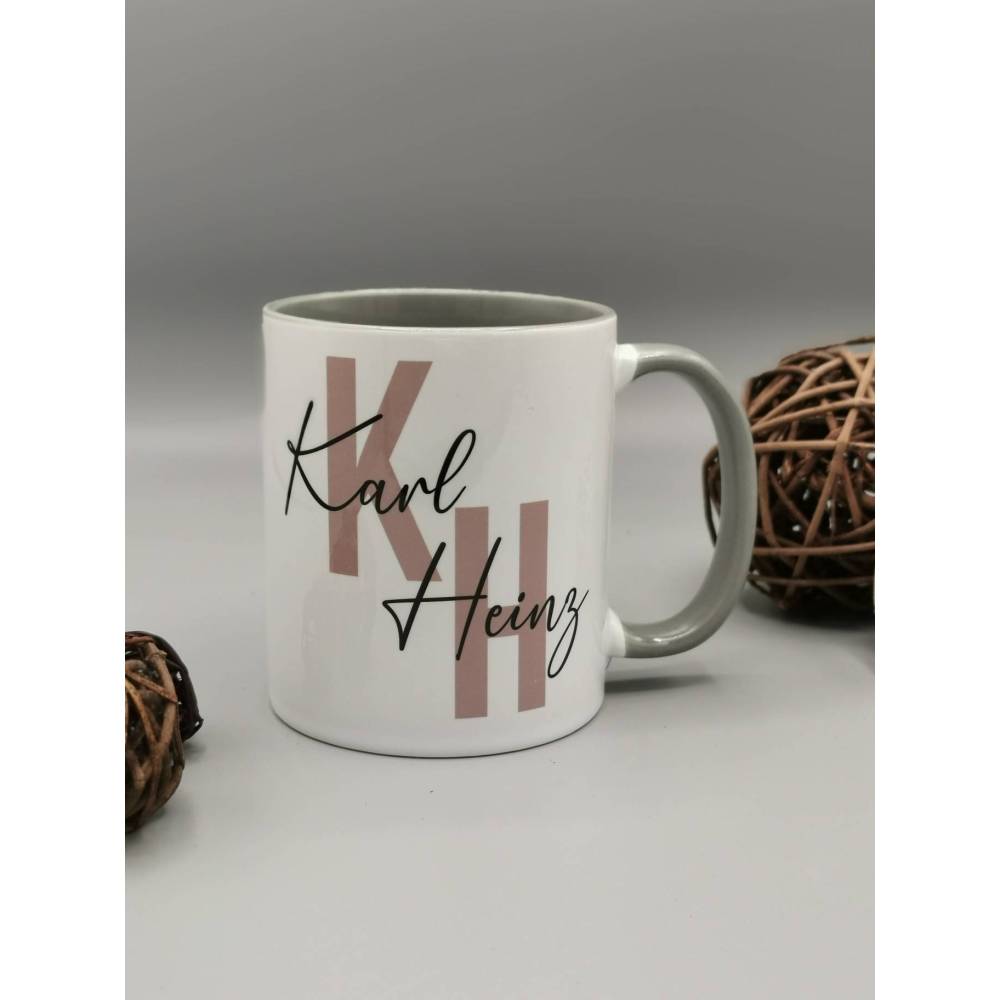 Becher Tasse bedruckt, Buchstabe + Name, kaffeebecher, Geschenkidee personalisierbar
