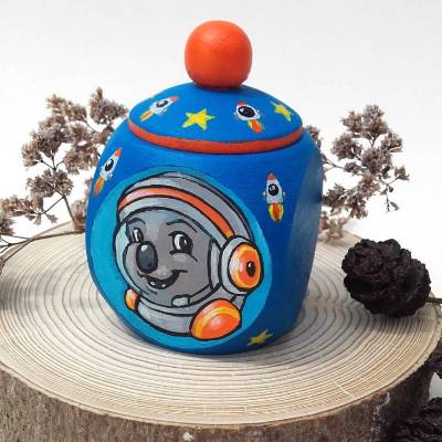Milchzahndose Zahndose bemalt mit Astronauten-Koala, Schatzdose handbemalt mit Wunschtext