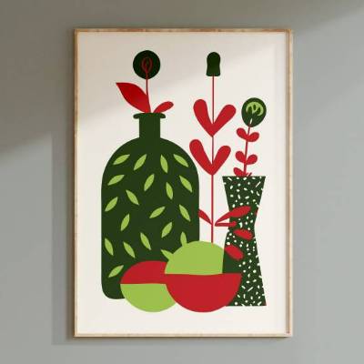 Stillleben | Modern Mid Century Last Minute Geschenk | geometrisch, | Poster Digitaler Download selbst ausdrucken