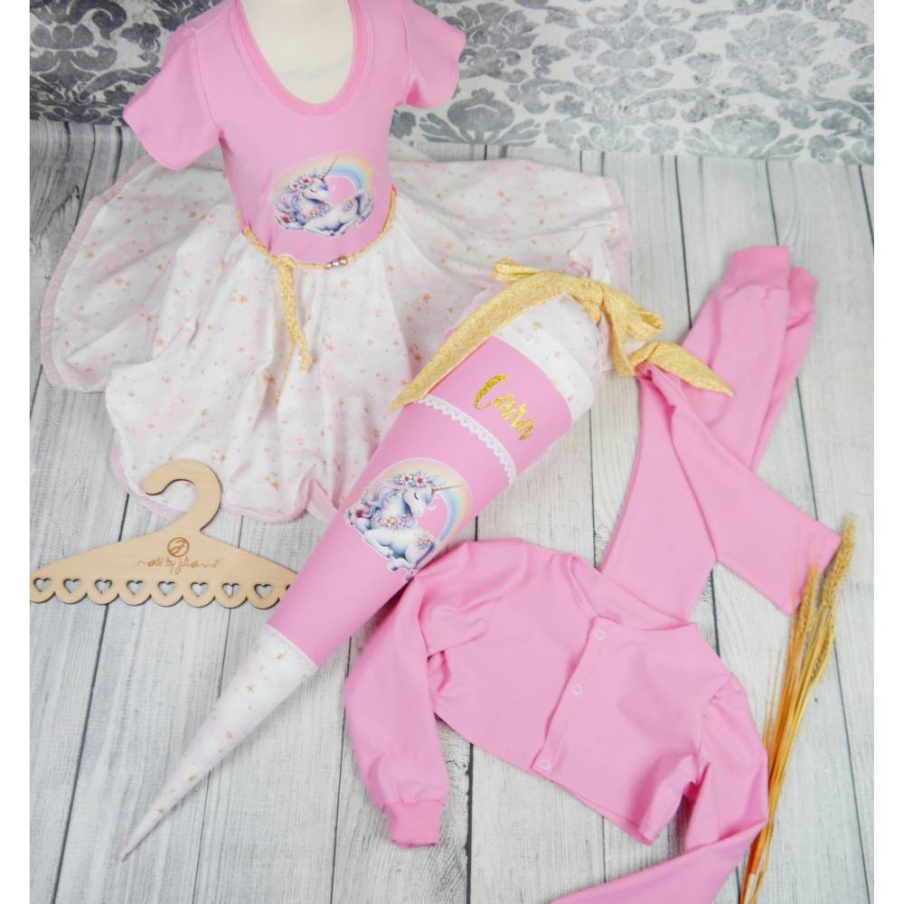 Schultüte Stoff Einhorn Rosa Gold 70cm 85cm   *personalisierbar und mit Kisseninlet Bild 4