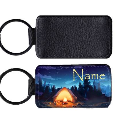 Kunstleder Schlüsselanhänger mit Name/ Zelt / personalisierbar