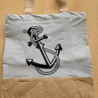 Tragetasche Baumwolle / Jute- Tasche, Shoppen, mit einen Anker