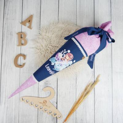 Schultüte Stoff Meerjungfrau Unterwasser Lila Blau 70cm 85cm   *personalisierbar und mit Kisseninlet