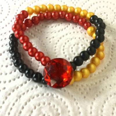 Perlenarmband 2-reihig Deutschlandfarben handgemacht von Hobbyhaus