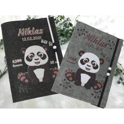 U Heft Hülle Filz personalisiert | Impfpass Pandabär | Untersuchungsheft Hülle filz Geschenk Geburt