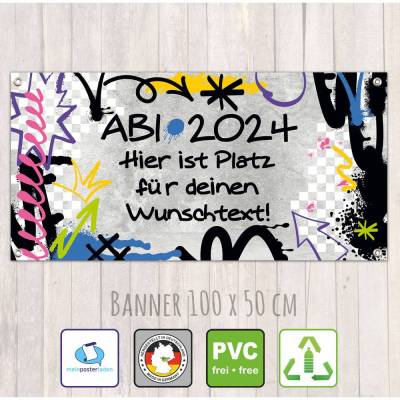 Abitur Banner - 100 x 50 cm | Graffiti - personalisierbar mit Wunschtext