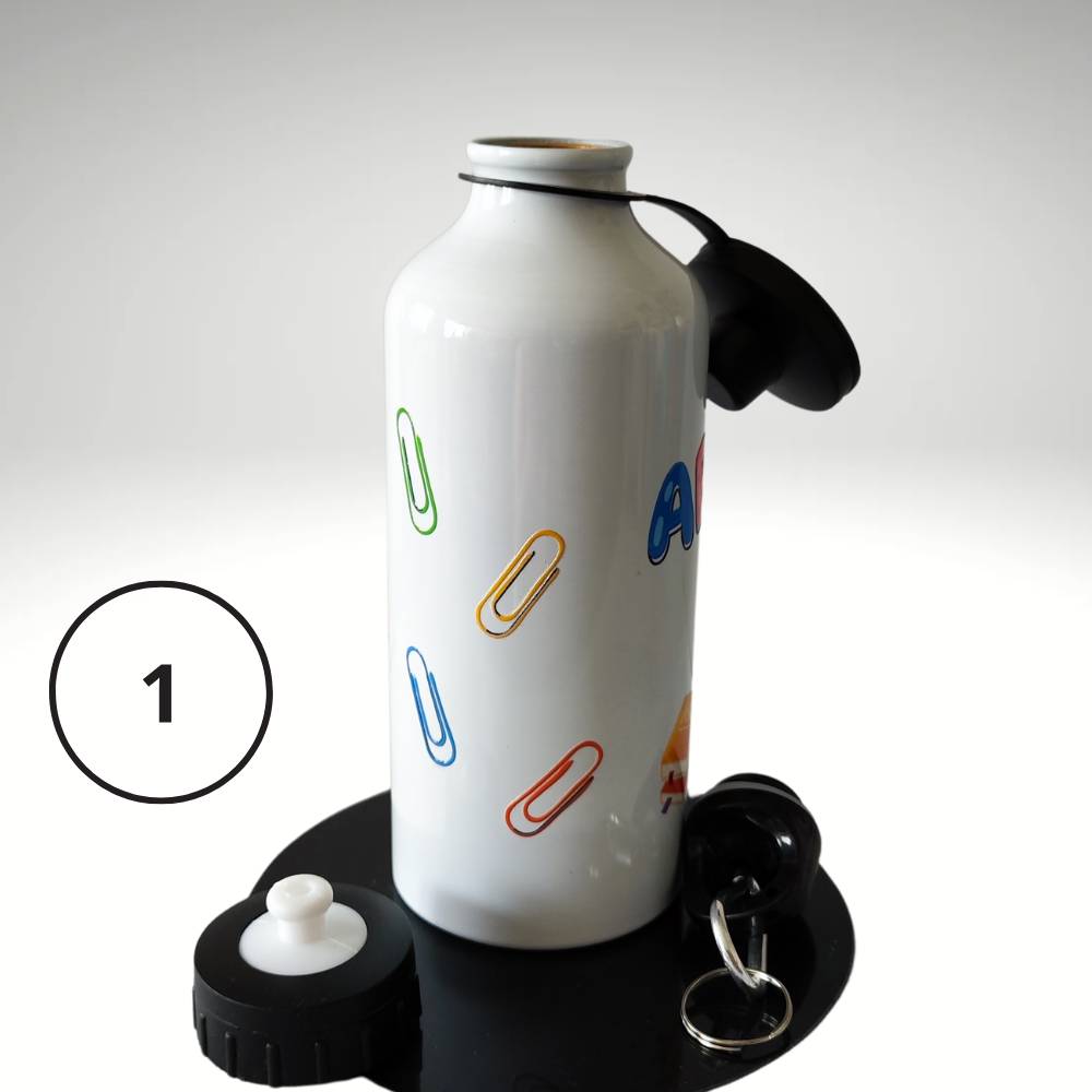 Aluminium Trinkflasche 500ml – Personalisierbar für Schule & Sport mit Karabiner