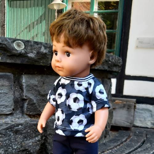 Puppenkleidung, Fußball T-Shirts für Puppen, 3D-Bälle für Fußballfans, Gr. 40-45 cm, anthrazit