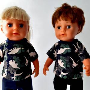Puppenkleidung, Puppen-Shirt, T-Shirt für Puppen, Dinos Caumouflage,  Gr. 40-43 cm