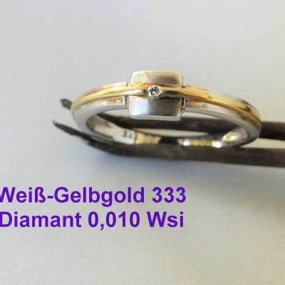 Romantischer Solitär Damenring in Weiß- und Gelbgold mit Brillant – Minimalistisch, elegant & zeitloses Geschenk