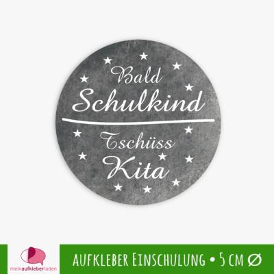 15 Aufkleber | Bald Schulkind - Tschüss Kita | Schulanfang, Tafeloptik