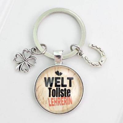 Schlüsselanhänger Welt Tollste Lehrerin Personalisierbar Glücksbringer Geschenk Geschenkidee Lehrkraft Dankeschön GGS