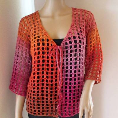 Häkeljacke in tollen Farben, Sommerjacke aus weicher Pima-Baumwolle, Cardigan, Bolero 