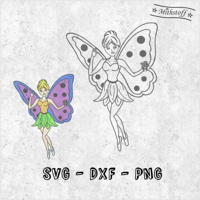 Plotterdatei Schmetterlingselfe - Elfe - Magisch - Schmetterling - Mithstoff - PNG - DXF - SVG