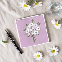 Handgemachte Glückwunschkarte Gänseblümchen – Klappkarte mit Blumenstrauß ohne Text, Unikat, 16x16cm, inkl. Umschlag