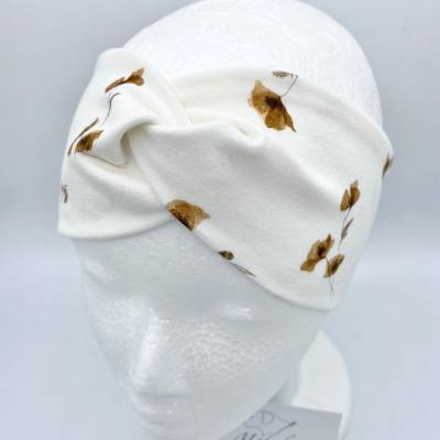 Stirnband, KU 42 - 45cm, Haarband , Bandeau , Baby-Stirnband, ecru mit Mohnblumen