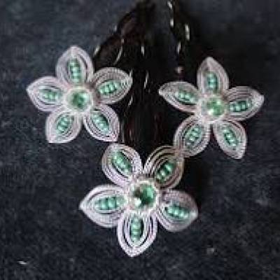 Haarnadeln "Silberdrahtblüte" 3er-Set